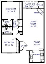 2 BR floor plan